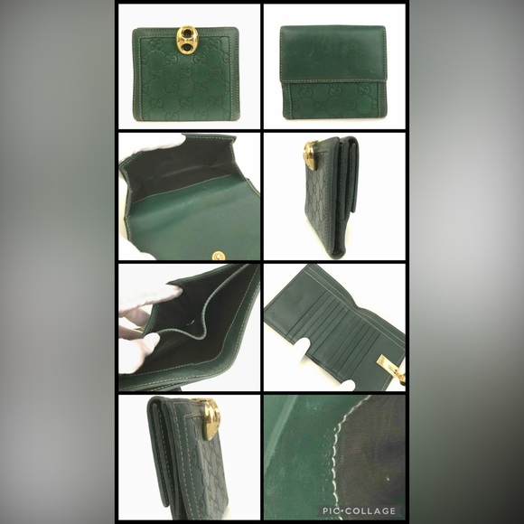 Gucci Vintage Guccissima GG Embossed Leather Bifold Wallet – Green - Picture 8 of 15